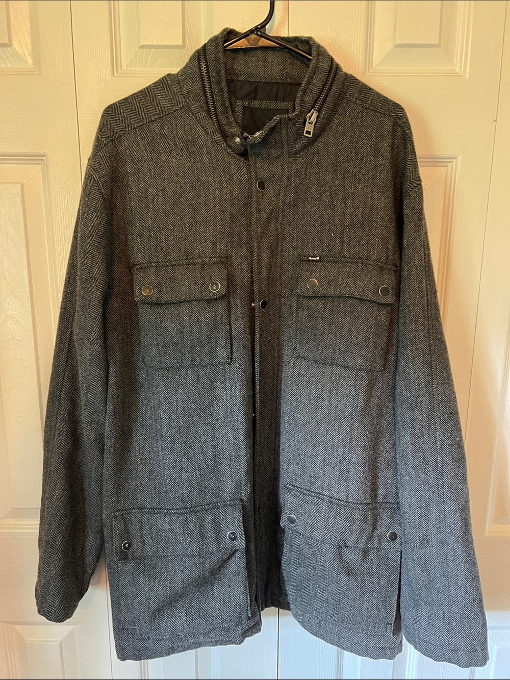 Hurley Men's Dark Grey Herringbone Field Jacket